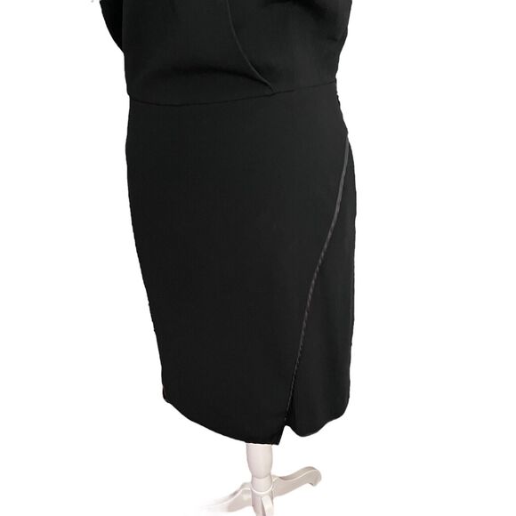 MM LaFleur 0 Sheath Dress Surplice Vneck Black Short Sleeve Pockets Sleek - Picture 6 of 12
